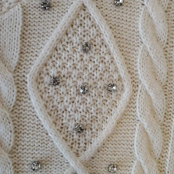 Torrid Cable Knit Cropped Cardigan With Rhinstones In Cream Size 3X - Picture 7 of 11